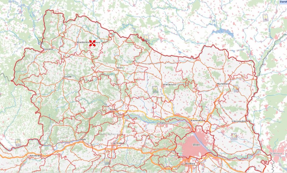 Weinern am Niederösterreich Atlas.