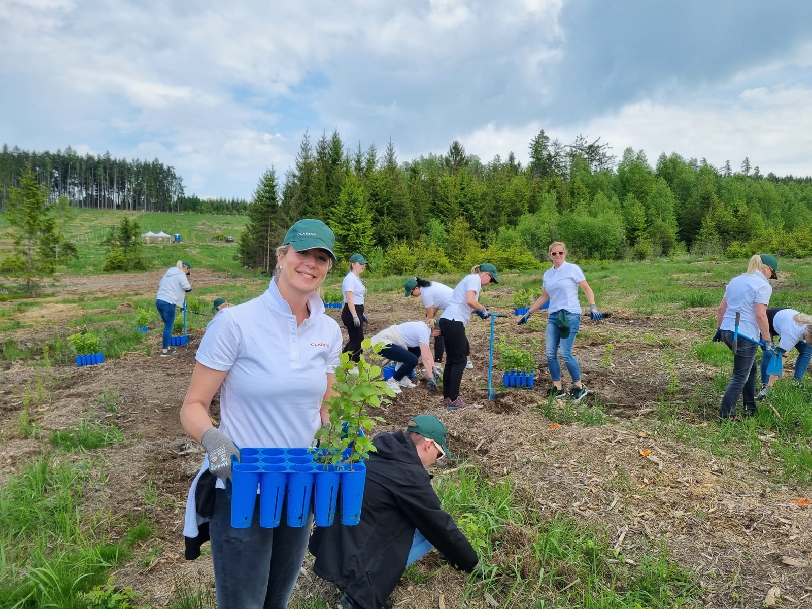 Teambuilding von Clarins Österreich im Frühjahr 2023 auf der Aufforstungsfläche in Hollenbach